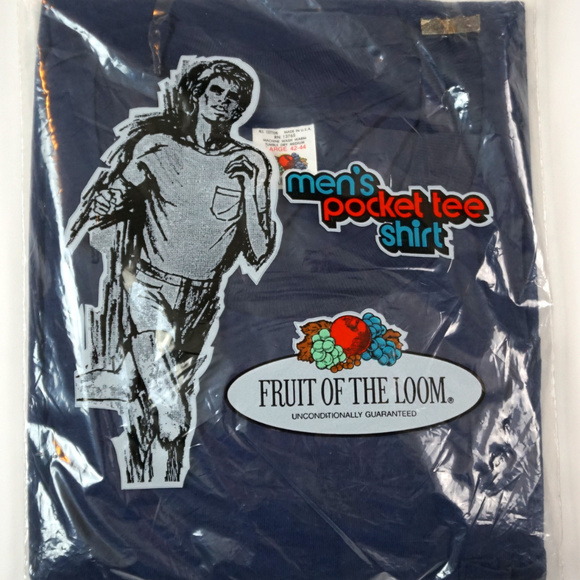 Vtg 70s NEW Fruit Of The Loom Pocket Tee Shirt L